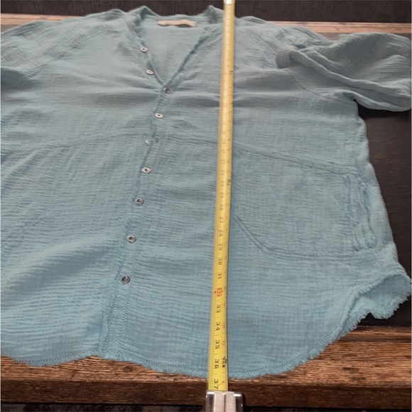 FreePeople] Teal Oversized raw edge Shirts Tunic Dress - Picture 10 of 10